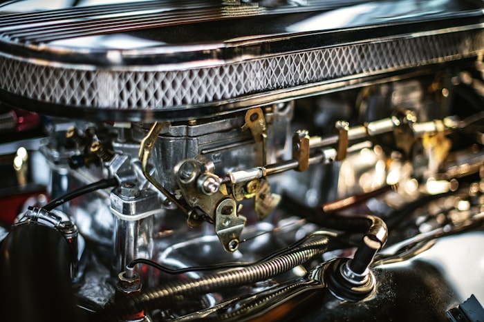 Detailed view of car engine components