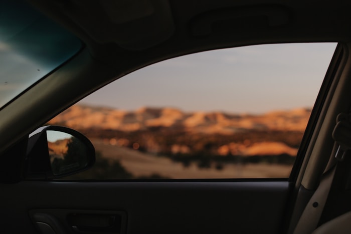 Car window with tint film and sunlight