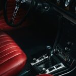 Classic car interior with red leather seats